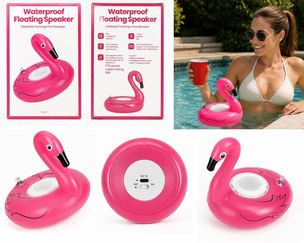 Waterproof Floating Speaker – Inflatable Flamingo Pool Speaker